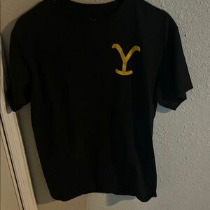 Black Tee with Yellowstone Logo And Design On Back
